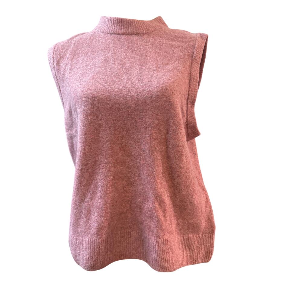 J.Crew Extra Soft Mock Neck Sweater Vest, Pink Heather, Women's Large, NWT